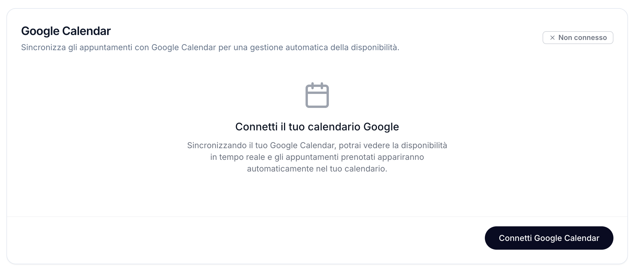 Connessione Google Calendar